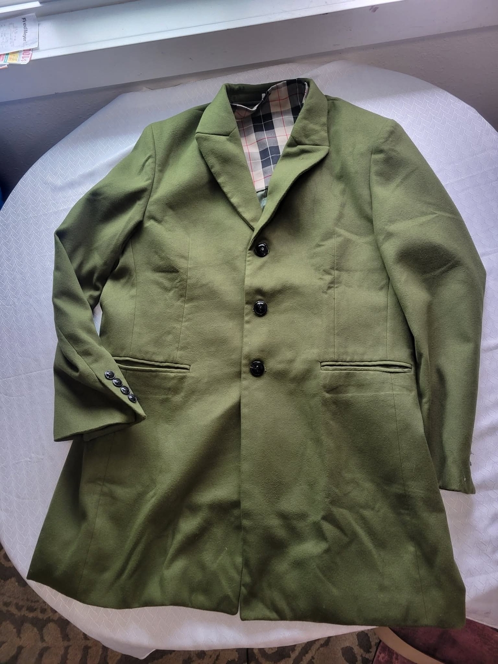Olive Green Women's Dress Coat - Classic Single-Breasted Style